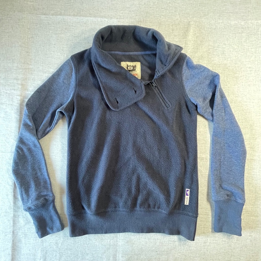 Holden Mens XS Blue Asymmetrical Quarter Zip Fleece Pullover Thumbhole Sweater